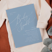Invitation Whimsical Dusty Blue Baby Sprinkle