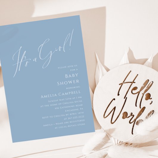 Invitation Whimsical Dusty Blue C'est un Baby shower de fille