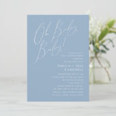 Invitation Whimsical Dusty Blue Oh Baby Baby! Joint Shower (Debout devant)