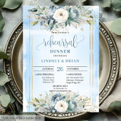 Invitation Whimsical Dusty Blue Peony Rehearsal Dinner Card