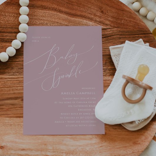 Invitation Whimsical Dusty Rose Baby Sprinkle
