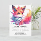 Invitation Whimsical Editable Fox Anniversaire (Debout devant)