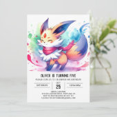 Invitation Whimsical Editable Fox Anniversaire (Debout devant)