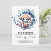Invitation Whimsical Editable Singe Anniversaire (Debout devant)