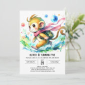 Invitation Whimsical Editable Singe Anniversaire (Debout devant)