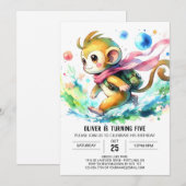 Invitation Whimsical Editable Singe Anniversaire (Devant / Derrière)