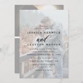 Invitation Whimsical Elegant 4 Photo Vellum Overlay Mariage (Devant / Derrière)