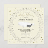 Invitation Whimsical Elegant Baby shower de baleines Beluga (Devant / Derrière)