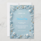 Invitation Whimsical Elegant Blanc & Bleu Noël (Devant)