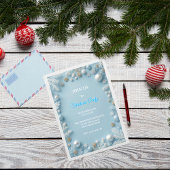 Invitation Whimsical Elegant Blanc & Bleu Noël