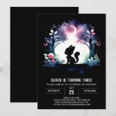 Invitation Whimsical Elegant Chat Anniversaire (Devant / Derrière)