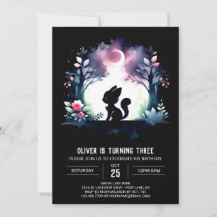 Invitation Whimsical Elegant Chat Anniversaire