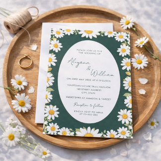 Invitation Whimsical Elegant Green Floral Border Wedding 