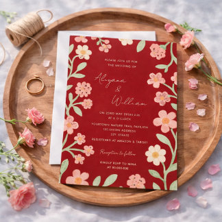 Invitation Whimsical Elegant Green Floral Border Wedding