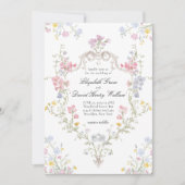 Invitation Whimsical Elegant Rococo Floral Crest Wedding (Devant)