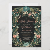 Invitation Whimsical Elegant Vert rose Baby shower Floral (Devant)