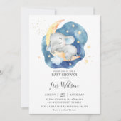 Invitation Whimsical Elephant Twinkle Star Baby shower garçon (Devant)