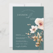 Invitation Whimsical Emerald Green Fleur sauvage Mariage (Devant)