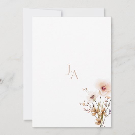 Invitation Whimsical Emerald Green Fleur sauvage Mariage (Dos)