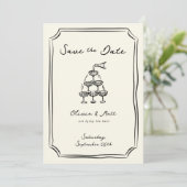 Invitation Whimsical Enregistrer La Date Tour Champagne (Debout devant)