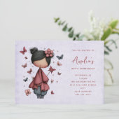 Invitation Whimsical Fairy Doll Retro Cute Birthday (Debout devant)