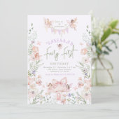 Invitation Whimsical Fairy First Birthday Enchanted forest (Debout devant)