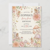 Invitation Whimsical Fairy Garden 1st Birthday (Devant)