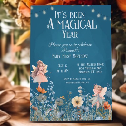 Invitation Whimsical Fairy Garden Magie Premier anniversaire