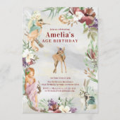 Invitation Whimsical Fairy Woodland Floral Birthday (Devant)