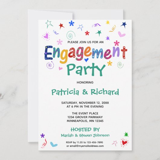 Invitation Whimsical Fiançailles (Devant)