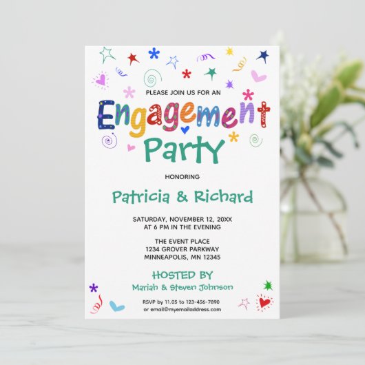 Invitation Whimsical Fiançailles (Debout devant)