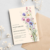 Invitation Whimsical Fleur sauvage Rustic Boho Elegant Mariag