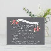 Invitation Whimsical Floral Baby shower, Rosey (Debout devant)