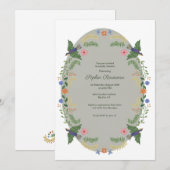 Invitation Whimsical Floral Birds Baby Shower (Devant / Derrière)