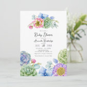 Invitation Whimsical Floral et Baby shower Succulent (Debout devant)