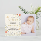 Invitation Whimsical Floral First Birthday (Debout devant)