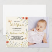 Invitation Whimsical Floral First Birthday (Devant / Derrière)