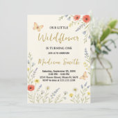 Invitation Whimsical Floral First Birthday (Debout devant)