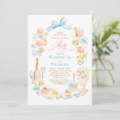 Invitation Whimsical Floral Hand Drawn Bow Engagement Party (Debout devant)