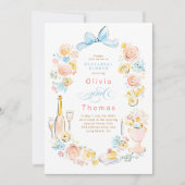 Invitation Whimsical Floral Hand Drawn Bow Rehearsal Dinner (Devant)