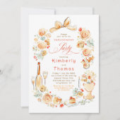 Invitation Whimsical Floral Hand Drawn Fall Engagement Party (Devant)