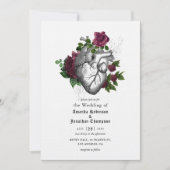 Invitation Whimsical Floral Heart Halloween Mariage gothique (Devant)