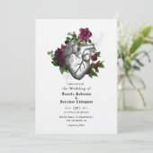 Invitation Whimsical Floral Heart Halloween Mariage gothique (Debout devant)