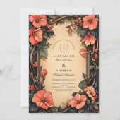 Invitation Whimsical Floral Mariage Art Nouveau (Devant)
