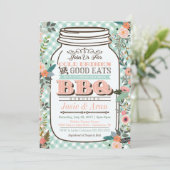 Invitation Whimsical Floral Mason Jar BBQ (Debout devant)