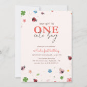 Invitation Whimsical Floral One Cute Bug Ladybug 1st Birthday (Devant)