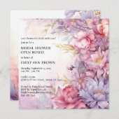 Invitation Whimsical Floral Open House Fête des mariées (Devant / Derrière)