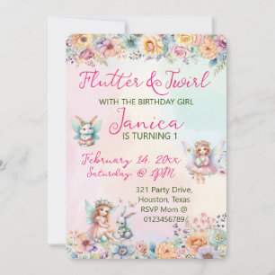 Invitation Whimsical Floral Pâques Fée Anniversaire Invitatio