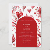 Invitation Whimsical Floral Rouge Élégant Bold Mariage de vac (Devant)