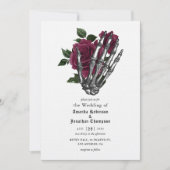Invitation Whimsical Floral Squelette Mariage gothique (Devant)